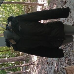 Pepe Jeans Black Ski Jacket with Removable Fur Hood. Sz.XL.